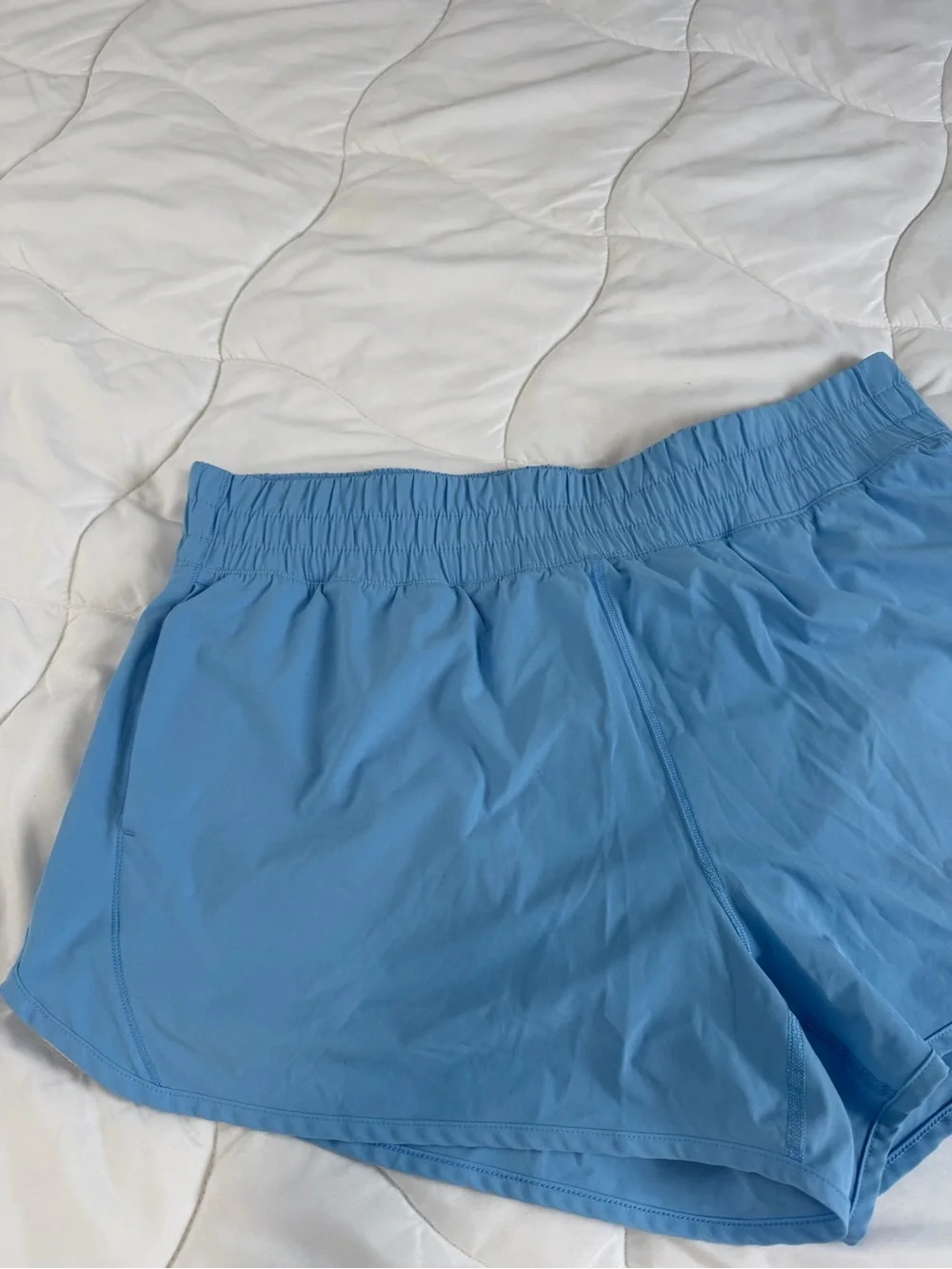 Women's Light Blue Athletic Running Shorts with Elastic Waist